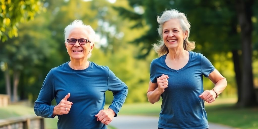 Senior couple exercising outdoors for better health.