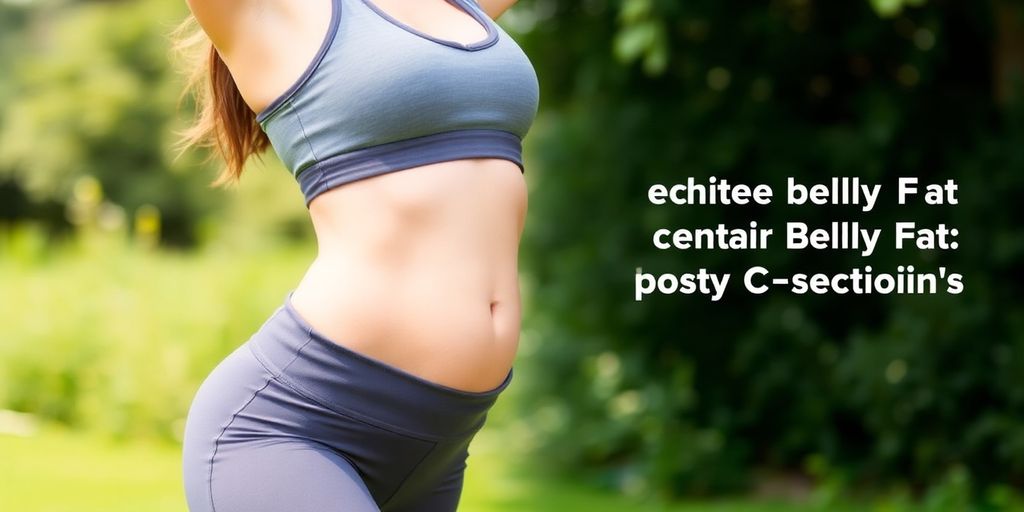 Woman doing yoga outdoors, promoting belly fat reduction.