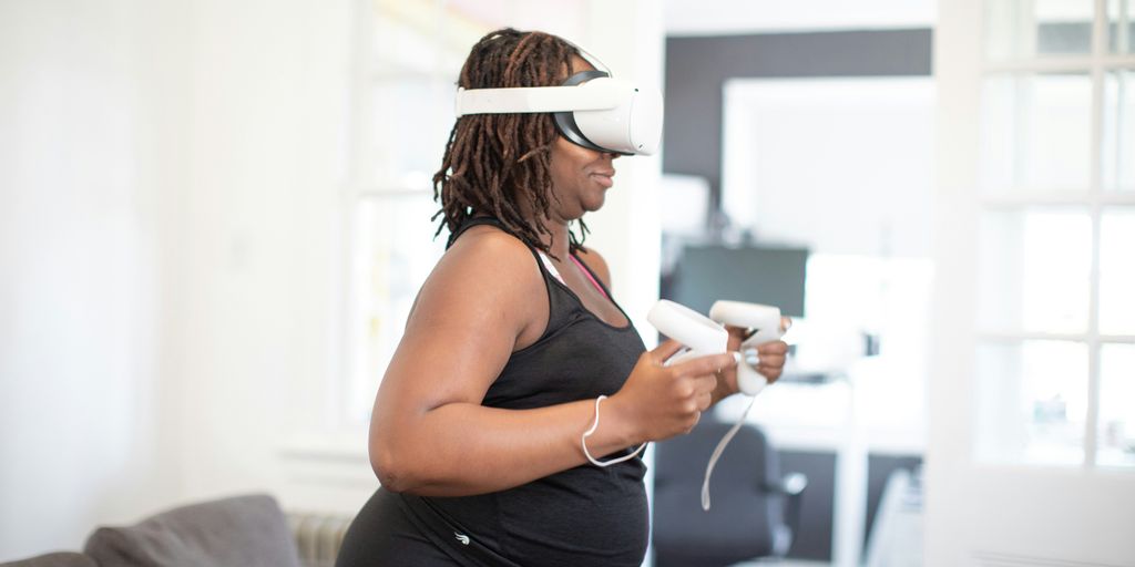 a woman playing video games